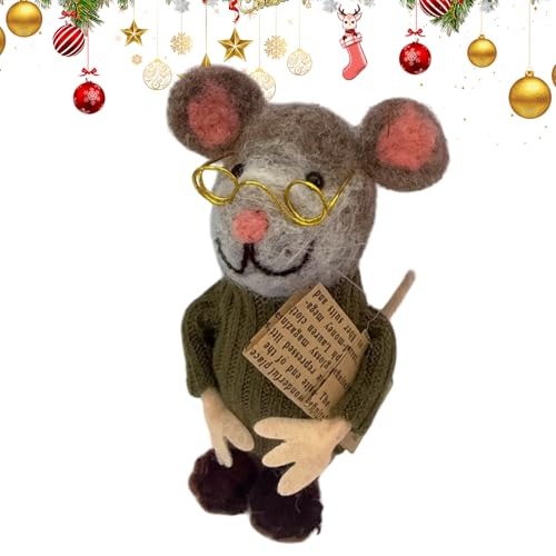 Niedliche nadelgefilzte Mäuse, Nadelfilz-Mäuse-Set, Wollfilz-Weihnachtsmäuse, handgefertigte Nadelfilz-Mäuse, Weihnachtsmäuse-Ornament, Filzmäuse-Stoffpuppe für Weihnachtsbaumdekorationen von Generisch