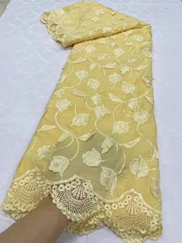 Nigerianischer Tüll-Spitzenstoff zum Nähen, Hochzeit, Stickerei, Kleid, Chiffon, Party, Guisolid-Baumwolle, 4,5 m Nigerianischer Tüll-Spitzenstoff zum Nähen, Hochzeit, Stickerei, Kleid, Chiffon, Party, Guisolid-Baumwolle, 4,5 m von Generisch