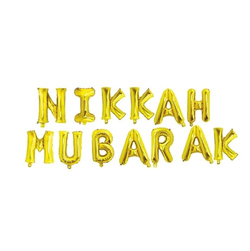 Nikkah Mubarak Ballonbanner, 40,6 cm, goldfarben Nikkah Mubarak Ballonbanner, 40,6 cm, goldfarben von Generisch