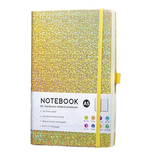 Notizbuch, liniert, A5, Hardcover, Glitzer, dicker Notizblock, 160 Seiten zum Schreiben, liniertes Papier, Leder-Hardcover, für Damen, Herren, Arbeit, Büro, Schule, 21,3 x 14,5 cm Notizbuch, liniert, A5, Hardcover, Glitzer, dicker Notizblock, 160 Seiten zum Schreiben, liniertes Papier, Leder-Hardcover, für Damen, Herren, Arbeit, Büro, Schule, 21,3 x 14,5 cm von Generisch