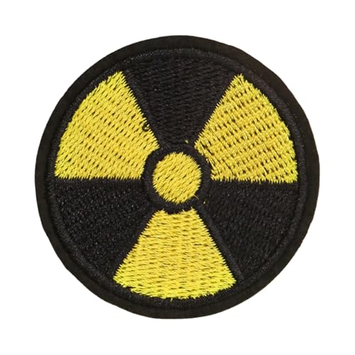 Nuclear bestickter Aufnäher, gefährliches Schild, bestickt, zum Aufnähen oder Aufbügeln, leicht zu reinigen von Generisch