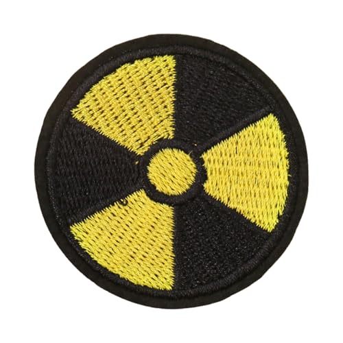 Nuklear bestickter Aufnäher | Nuklear-Stickerei-Aufnäher, gefährliches Zeichen für Kleidung, Rucksäcke, Hüte, Hemden, DIY Stoff – zum Aufnähen oder Aufbügeln, besticktes Abzeichen, leicht zu reinigen von Generisch