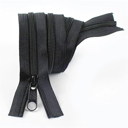 Nylon-Reißverschlussband, durchgehende Spiralreißverschlüsse mit Schieber 3# 5# 8# 10#, 1/2/5 Meter Länge für die Reparatur von Kleidung, Jacken und Koffern(BlackSingle,5M_NO5) von Generisch