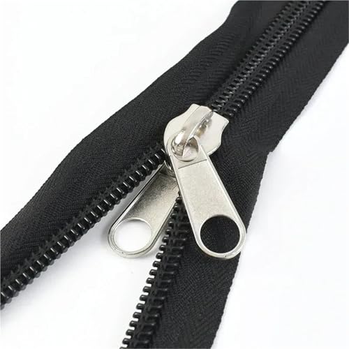 Nylon-Reißverschlussband, durchgehende Spiralreißverschlüsse mit Schieber 3# 5# 8# 10#, 1/2/5 Meter Länge für die Reparatur von Kleidung, Jacken und Koffern(SilverDouble,5M_NO3) von Generisch