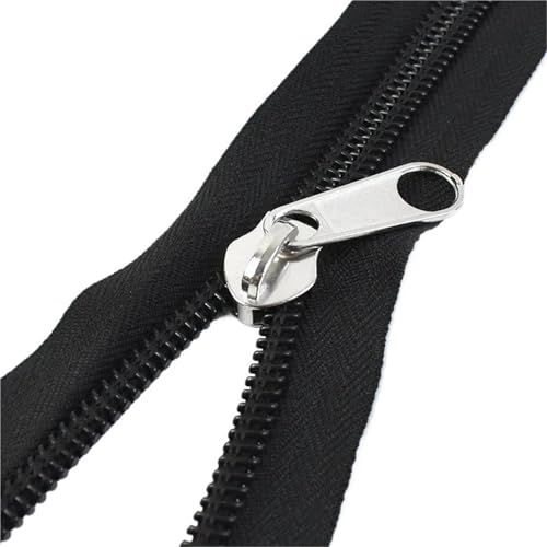 Nylon-Reißverschlussband, durchgehende Spiralreißverschlüsse mit Schieber 3# 5# 8# 10#, 1/2/5 Meter Länge für die Reparatur von Kleidung, Jacken und Koffern(SilverSingle,2M_NO3) von Generisch
