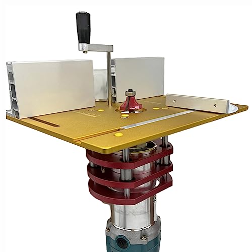 Oberfräsenhebe-Set – Aluminium-Frästisch für Holzbearbeitung, präziser Oberfräsenlift und Werkbank-Trimmer-Maschinenbasis, maximale Hubkraft 51 mm, DIY-Werkzeug-Set von Generisch