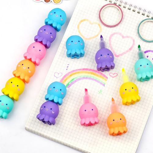 Octopus-Textmarker, schräge Spitze, 5-Farben-Set, niedlicher Cartoon-Sprühkleberprozess, fluoreszierender Marker für Kinder, Journaling, Schulbedarf Octopus-Textmarker, schräge Spitze, 5-Farben-Set, niedlicher Cartoon-Sprühkleberprozess, fluoreszierender Marker für Kinder, Journaling, Schulbedarf von Generisch