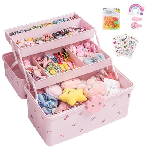 Organizer für Haaraccessoires für Mädchen, Aufbewahrungsbox für Perücken für Mädchen, 3-lagige Schmuckschatulle für Kinder - Die wasserdichte Schmuckschatulle für Kinder enthält 6 Adesiv Organizer für Haaraccessoires für Mädchen, Aufbewahrungsbox für Perücken für Mädchen, 3-lagige Schmuckschatulle für Kinder - Die wasserdichte Schmuckschatulle für Kinder enthält 6 Adesiv von Generisch