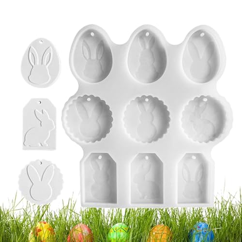 -Silikonformen für Epoxidharz, Hasen-Ei-Ornament, Zementform – Osterhasen-Eieranhänger, Ornamente, Gießformen für Epoxidharz, Gipsform von Generisch