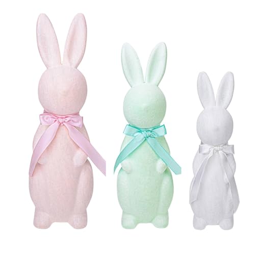 OsterDeko Set, 3 Flauschige Hasen in Pastellfarben, Frühlings-Tischdekoration für Zuhause & Party OsterDeko Set, 3 Flauschige Hasen in Pastellfarben, Frühlings-Tischdekoration für Zuhause & Party von Generisch