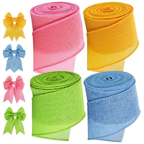 Osterbänder, 4 Stück, Juteband, dekorative Geschenkbänder für -Zuhause, Band mit Drahtrand, damit Ihre Dekorationen ihre Form erhalten, ohne sich zu verziehen oder zu falten Osterbänder, 4 Stück, Juteband, dekorative Geschenkbänder für -Zuhause, Band mit Drahtrand, damit Ihre Dekorationen ihre Form erhalten, ohne sich zu verziehen oder zu falten von Generisch