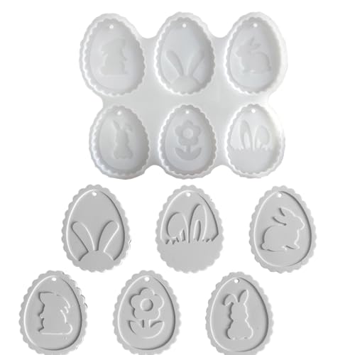 Osterdekorationsform, Osterkorb-Anhänger-Silikonform | Hasen-Motiv Epoxidharz-Herstellungsform | Antihaftbeschichtete Osterdekor-Formen für Osterpartys, Hochzeiten, Heimdekoration von Generisch