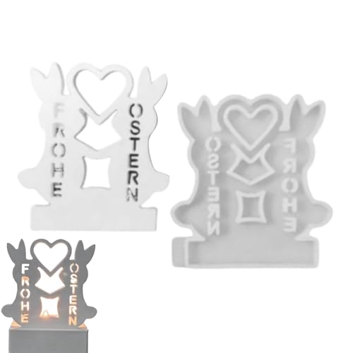 Osterhasen-Formen, Silikonformen Gießformen Ostern Set, Kaninchen-Silikonform, Niedliche Hasen- Und Herzharz-Kerzenhalterform, Teelicht-Kerzenständer-Formen Für Harzguss, Epoxid-Silikon, Gips-Ton von Generisch