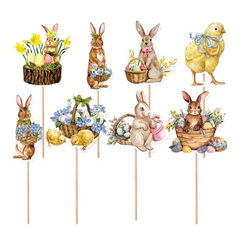 Osterhasen-Kuchenaufsatz – 8 Stück wiederverwendbare Happy Easter Cupcake Picks | Vielseitige -Tischdekoration | -Kuchenaufsätze für Fotoautomaten-Hintergrund, Süßigkeitenschachtel und Osterhasen-Kuchenaufsatz – 8 Stück wiederverwendbare Happy Easter Cupcake Picks | Vielseitige -Tischdekoration | -Kuchenaufsätze für Fotoautomaten-Hintergrund, Süßigkeitenschachtel und von Generisch