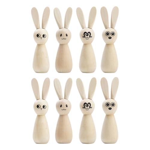 Osterholzhandwerk - Osterholz -Hasendekoration | Bunny Egg unfertigte Handwerksschilds für Party Geschenkdekor | Holzhängeanhänger für Kinder | Bunny -Figuren leer, um für Kunst zu malen - Set von 8 von Generisch