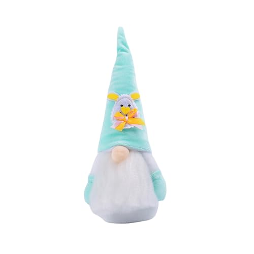 Ostern-deko, Ostern bärtigen Zwerg Figur, Osterzwerg mit Bart – Gesichtslose Plüschpuppe & Deko | Weicher Ostergnom mit Stickerei, gesichtslose Zwerg-Dekorationen (Himmelblau) von Generisch