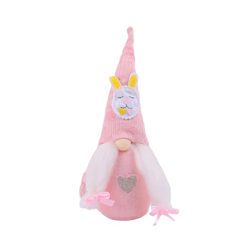 Ostern-deko, Ostern bärtigen Zwerg Figur, Osterzwerg mit Bart – Gesichtslose Plüschpuppe & Deko | Weicher Ostergnom mit Stickerei, gesichtslose Zwerg-Dekorationen (Rosa) von Generisch
