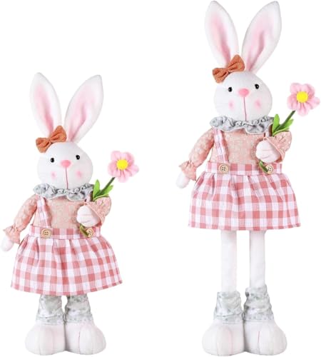 Osterndeko Plüsch Hase Osternhase,Osternhasen Wichtel Mit Ausziehbaren Beinen,Osternhase Mit Stretch Beinen,Ostern Frühling Deko Tisch Osternhasen Figur Frühlingsdeko Für Zuhause Wohnzimmer (B) von Generisch