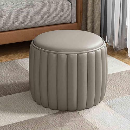 Ottomane mit Fußstütze aus Leder, gepolsterter Sitzhocker für Wohnzimmer und Schlafzimmer, stilvoller Kunstleder-Fußhocker, vielseitiger Couchtisch, Bank, kleiner Wickelsitz (Farbe: E) von Generisch