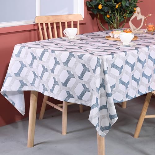 Outdoor-Tischdecke, rechteckig, geometrisches Muster, strapazierfähiges Polyester, 140 x 220 cm, perfekt für Terrasse, Garten, Picknick, wasserdicht, leicht zu reinigen, Grau von Generisch