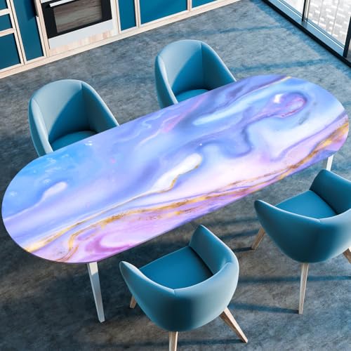 Ovale Tischdecke mit Marmordruck, mit elastischem Rand, schmutzabweisend und waschbar, perfekt für Küche, Esstisch, Dekoration, 132 x 305 cm, Hellviolett Ovale Tischdecke mit Marmordruck, mit elastischem Rand, schmutzabweisend und waschbar, perfekt für Küche, Esstisch, Dekoration, 132 x 305 cm, Hellviolett von Generisch