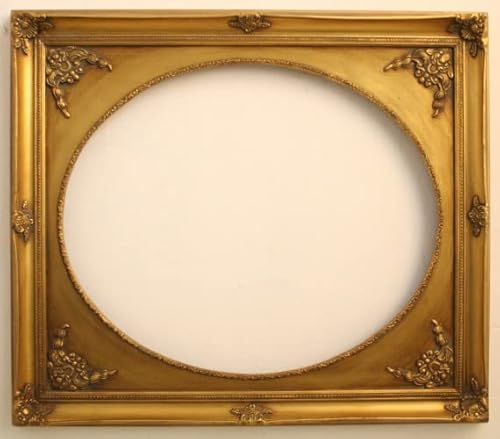 Ovaler Bilderrahmen aus Holz mit Blattgold für Bilder, Fotos, Drucke, Poster usw. Italienische Art DF276 Innenmaß 50 x 60 cm von Generisch