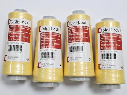 Overlockgarn Toldi No. 120 4 x 2.500m Konen 1345 lemon Overlockgarn Toldi No. 120 4 x 2.500m Konen 1345 lemon von Generisch
