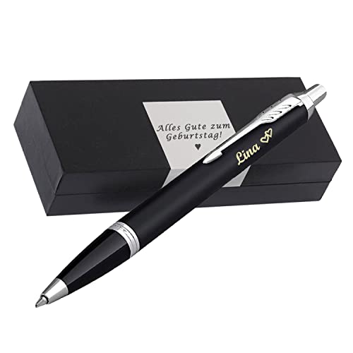 PARKER IM CORE Black Lacquer C.C. Kugelschreiber | Messing | mit Wunschgravur Geschenkbox mit Gravur als Geschenk & Symbole gravierbar PS120 von Generisch