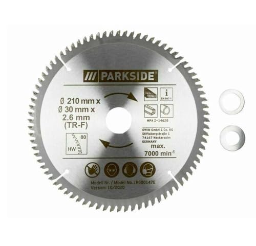 PARKSIDE Kreissägeblatt HM PKSB 210 mm, aus Stahl HM TCT 80 Zähne Hartmetall von Generisch