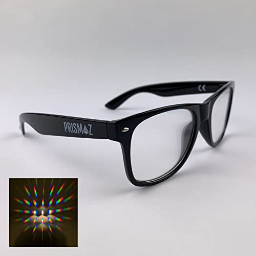 PRISMAZ Beugungsbrille Für Fantastische Regenbogen Kaleidoskop Effekte - Festival Rave Feuerwerk Party Accessoire (Schwarz) von Generisch