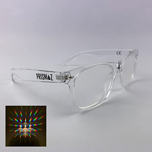 PRISMAZ Beugungsbrille Für Fantastische Regenbogen Kaleidoskop Effekte - Festival Rave Feuerwerk Party Accessoire (Transparent) von Generisch