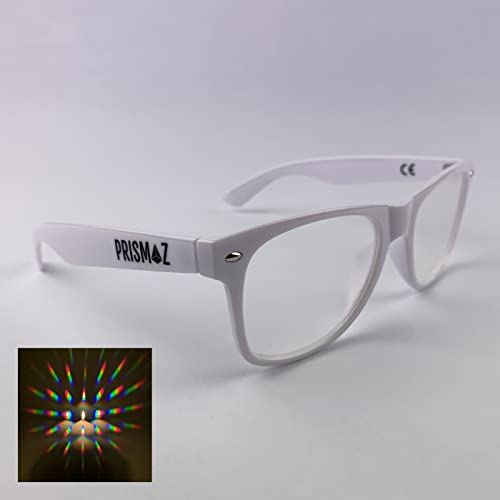 PRISMAZ Beugungsbrille Für Fantastische Regenbogen Kaleidoskop Effekte - Festival Rave Feuerwerk Party Accessoire (Weiß) von Generisch