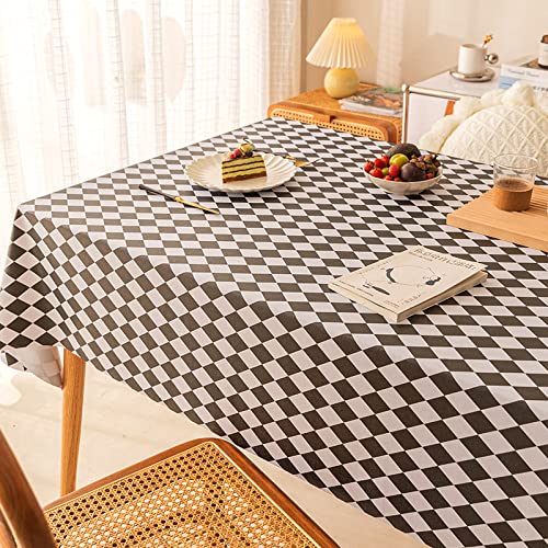 PVC-Tischdecke, wasserdicht, leicht zu reinigen, rechteckig, luxuriöses Wachstuch für Esszimmer, Partys und Veranstaltungen, langlebige und stilvolle Heimdekoration, 110 x 160 cm, Schwarz von Generisch