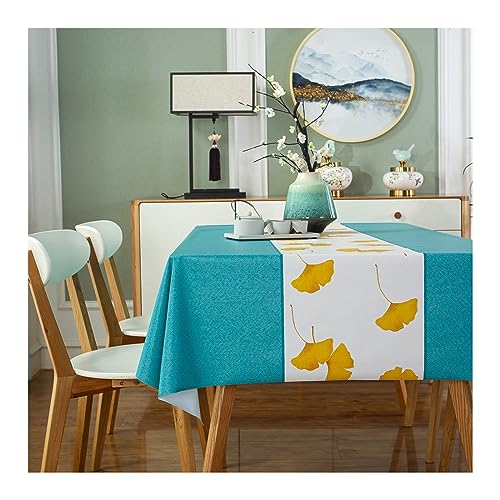 PVC-Tischdecke mit Ginkgo-Blattmuster, 140 x 300 cm, blau, schmutzabweisend, perfekt für Picknicks, Essen im Freien und Heimdekoration PVC-Tischdecke mit Ginkgo-Blattmuster, 140 x 300 cm, blau, schmutzabweisend, perfekt für Picknicks, Essen im Freien und Heimdekoration von Generisch