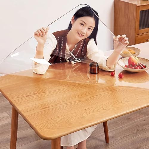PVC-Tischdeckenschutz, wasserdicht und hitzebeständig, transparente Folie, abgerundete Ecken für Küche und Esstisch, 1,7 mm/2,5 mm dick, ideal für Zuhause und Arbeitsbereiche von Generisch