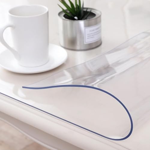 PVC-Tischmatten-Schutzabdeckung, wasserdicht, abwischbar, Schreibtischunterlage mit runden Kanten, für Heimbüro, transparente Tischdecke PVC-Tischmatten-Schutzabdeckung, wasserdicht, abwischbar, Schreibtischunterlage mit runden Kanten, für Heimbüro, transparente Tischdecke von Generisch