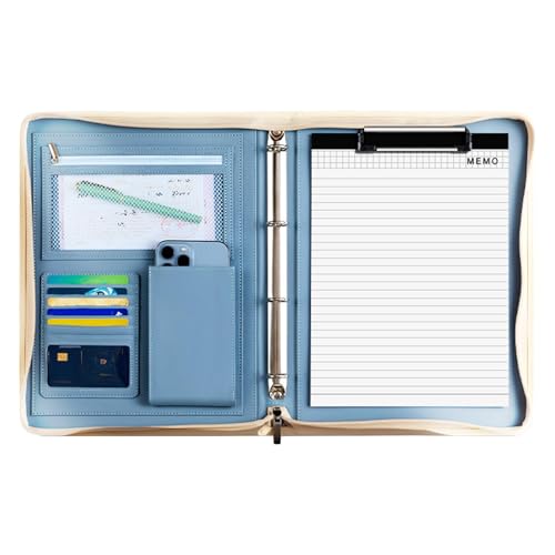 Padfolio für Herren – Business-Dokumenten-Organizer, Leder-Padfolio für Männer und Frauen, Reißverschluss-Padfolio, Folio-Ordner mit A4-Notizblock und Ordner für Erwachsene von Generisch