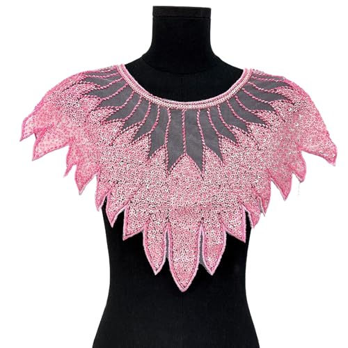 Pailletten-Stickerei, Stoff, Netzstoff, Sticke, Aufnäher, Aufnäher, Aufnäher, Spitze, DIY-Nähzubehör (Rosa) von Generisch