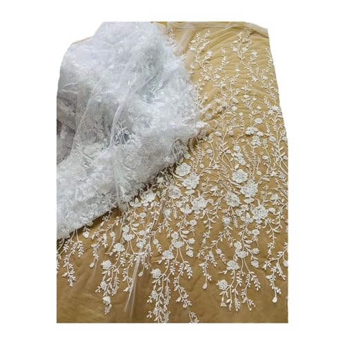 Pailletten-Tüll-Spitzenstoff für Hochzeitskleid, Blumenstickerei, Spitze Pailletten-Tüll-Spitzenstoff für Hochzeitskleid, Blumenstickerei, Spitze von Generisch