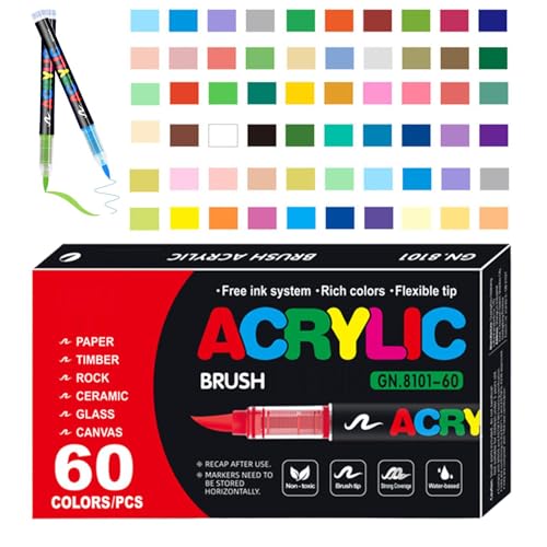 Paint Marker – Acryl-Pinsel-Marker | Basteln Kunst Malerei Stift, wasserfestes Künstler-Acryl-Marker-Set, weiche Pinselspitze Acryl-Marker Stifte Set für Holz, Felsmalerei, Stoff, Leinwand, Papier Paint Marker – Acryl-Pinsel-Marker | Basteln Kunst Malerei Stift, wasserfestes Künstler-Acryl-Marker-Set, weiche Pinselspitze Acryl-Marker Stifte Set für Holz, Felsmalerei, Stoff, Leinwand, Papier von Generisch