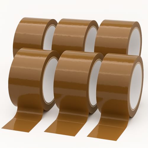Paketklebeband Braun – Geräuscharmes Packband 48mm x 66m - Robustes Klebeband für Pakete, Kartons und Versandschachteln (Braun, 6 Rollen) von Generisch