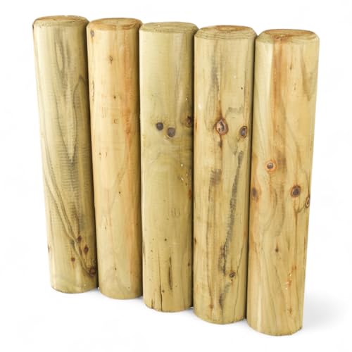 Palisaden Rundholz stumpf KDI Grün – 5er Set, imprägniert & wetterfest, langlebige Holzpalisaden für Gartenbau, Beetbegrenzung, Gartenbau, aus dem Sauerland, verschiedene Längen (8 x 100 cm) von Generisch