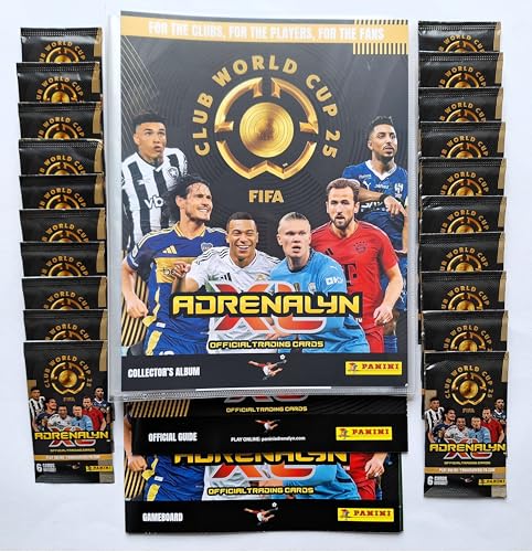 Panini Adrenalyn XL 2025 Club World Cup Trading Cards - Sammelmappe + Gameboard + Checklist + 20 Booster Packs von Generisch
