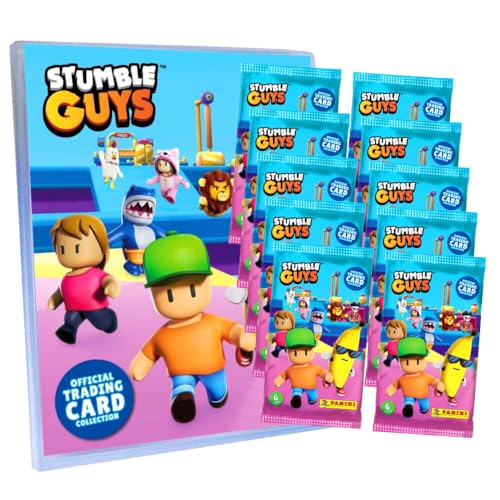Panini Stumble Guys Karten Serie 1 - Sammelkarten - Stumble Guys Trading Cards (2024) - Auswahl (1 Mappe + 10 Booster) von Generisch