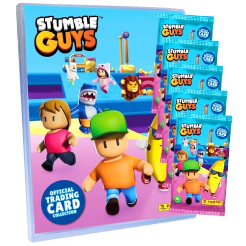 Panini Stumble Guys Karten Serie 1 - Sammelkarten - Stumble Guys Trading Cards (2024) - Auswahl (1 Mappe + 5 Booster) von Generisch