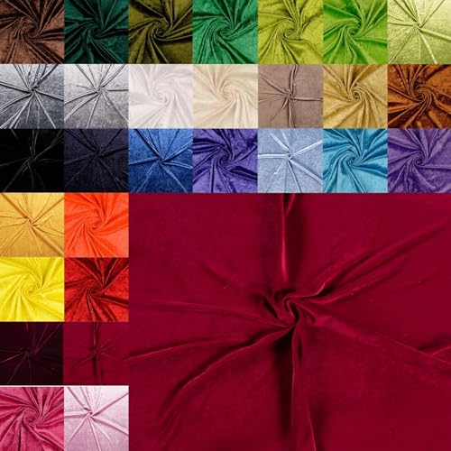 Pannesamt Meterware - Panné Samt Stoff - Dekostoff, Knit Velour Polyester - Samtstoff glänzend - Velour glänzend *Ab 50cm x 147cm, Farbe: 051 dunkelrot von Generisch