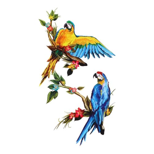Papageienvogel Wärmeübertragungsflicken zum Aufbügeln für Jeans, Vogel Kleidung, Aufkleber, DIY Handwerk Kleidung Patches für Kleidung dekorativ (L) von Generisch