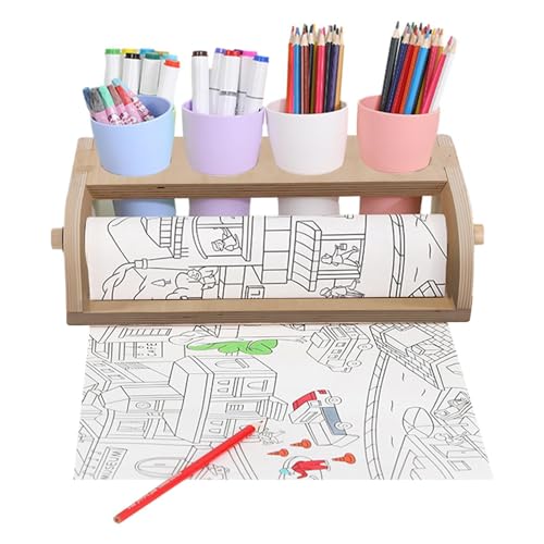 Papierrollenspender für den Tisch – Papierrollenhalter aus, Papierrollenhalter mit hoher Kapazität für Kunst und Handwerk | Tragbare Kunstmalerei-Staffelei für Kinder zum Kritzeln, Malen und Spie Papierrollenspender für den Tisch – Papierrollenhalter aus, Papierrollenhalter mit hoher Kapazität für Kunst und Handwerk | Tragbare Kunstmalerei-Staffelei für Kinder zum Kritzeln, Malen und Spie von Generisch