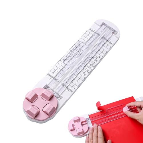 Papierschneider - Tragbarer Präzisionsschneider - PP Material | Rutschfeste Basis Mit Lineal, Pink, 35,5x8,3x3,5cm | Für Papier, Karton, Stoff, Scrapbooking, Büro, Schule von Generisch