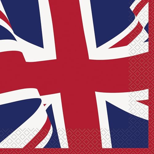 Papierservietten mit Union-Jack-Motiv, 16 Stück für den VE-Tag, 80. Jahrestag, Dekorationen für britische, königliche, olympische, Eurovision und britische Veranstaltungen und Feiern Papierservietten mit Union-Jack-Motiv, 16 Stück für den VE-Tag, 80. Jahrestag, Dekorationen für britische, königliche, olympische, Eurovision und britische Veranstaltungen und Feiern von Generisch